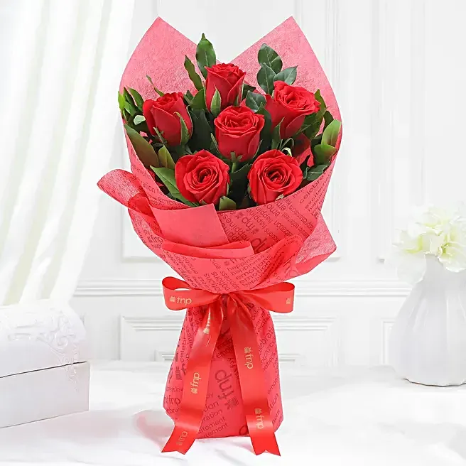 Vivid Love 6 Red Roses Bouquet (FNP) image 2