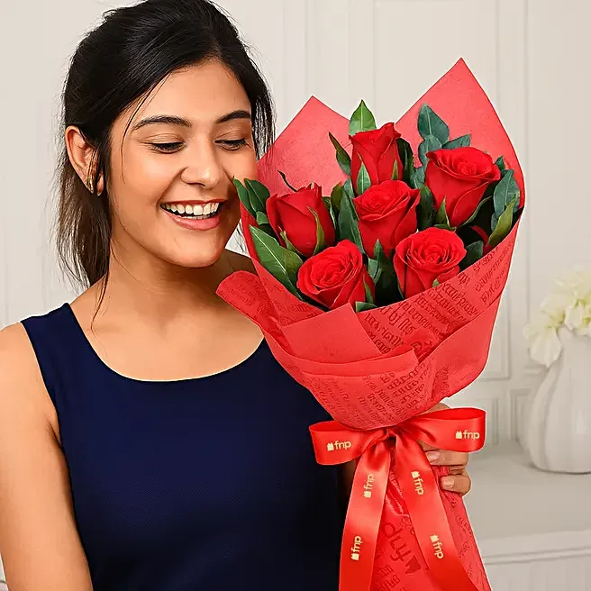 Vivid Love 6 Red Roses Bouquet (FNP) image 3