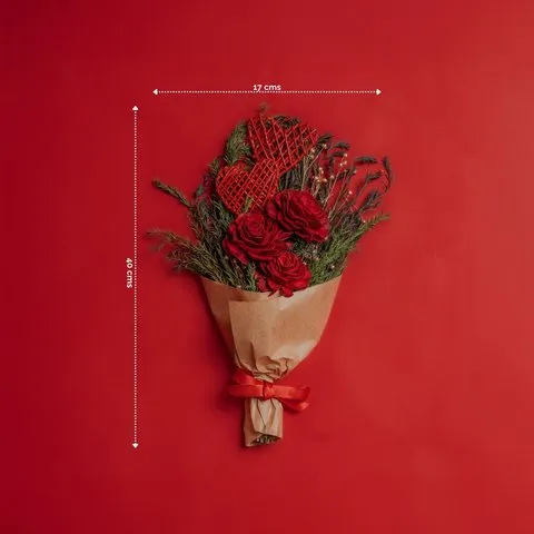 Rooted Crimson Red Roses Dried Flowers Bouquet image 4