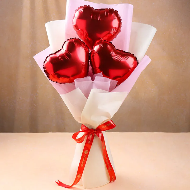 Floweraura Red Heart Balloons Bouquet 