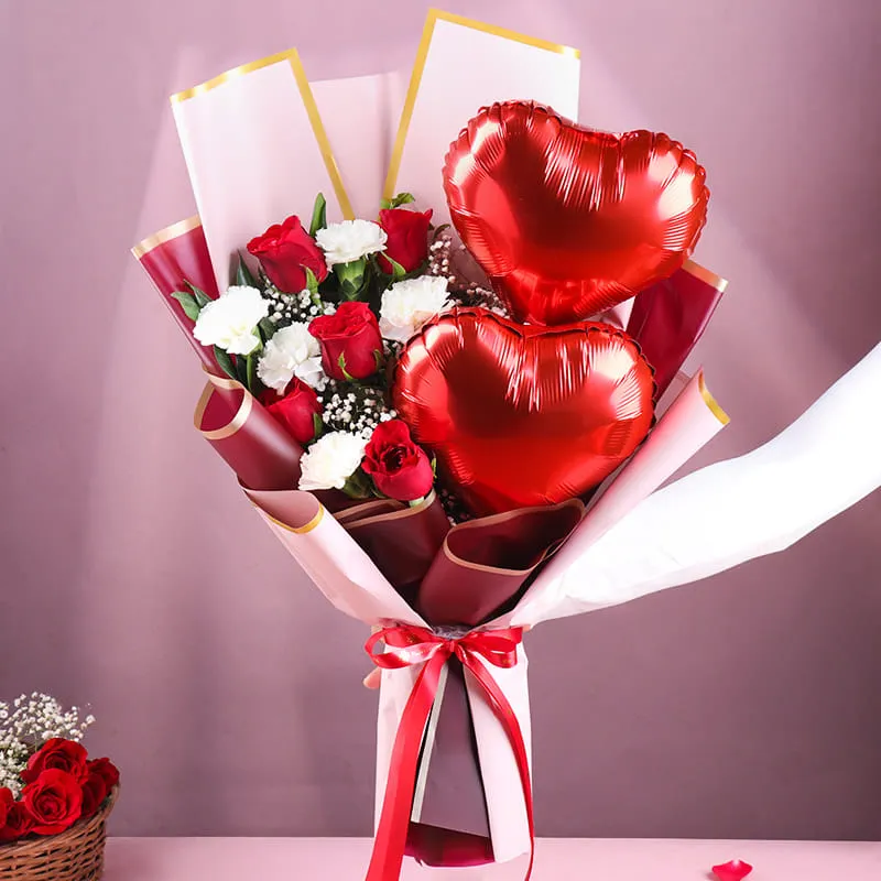 Floweraura Twin Hearts Floral Balloon