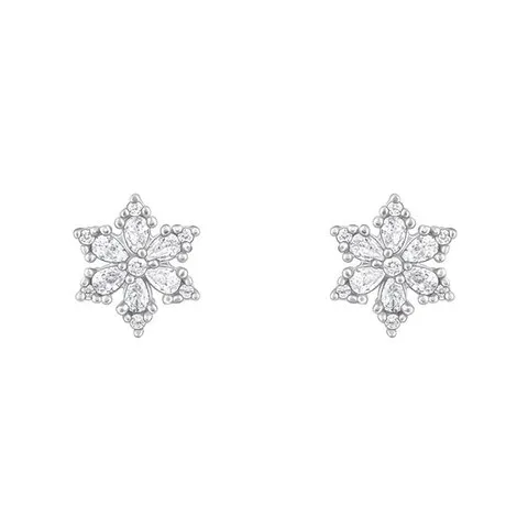 GIVA Silver Flowery Snowflake Studs (Silver) image 3