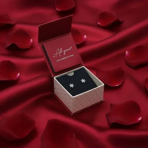 GIVA Silver Flowery Snowflake Studs (Silver) image 9