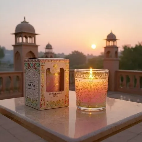 Pink Haveli Votive Scented Candle (Rose) by Ekam image 7