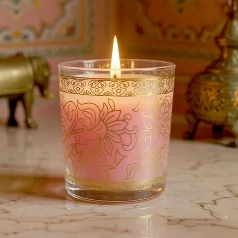 Pink Haveli Votive Scented Candle (Rose) by Ekam