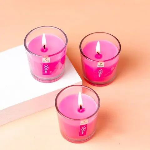 Fragrance Votive Candle Set (Rose, Pink) by Auradecor