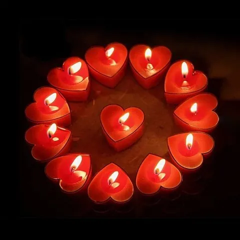 Heart Shape Tea Light Candles (Rose, Red) by Auradecor