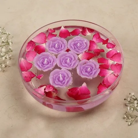Rose Design Floating Candles (Purple) by Auradecor image 4