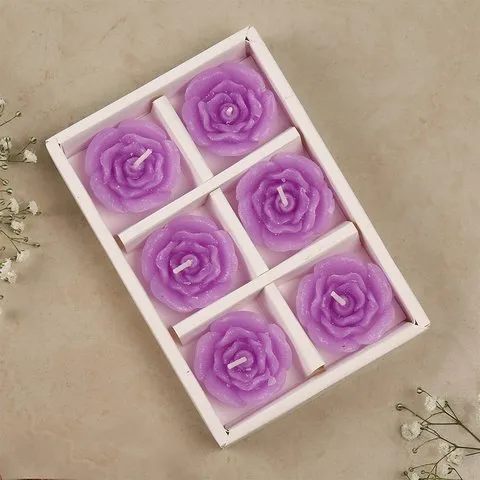 Rose Design Floating Candles (Purple) by Auradecor