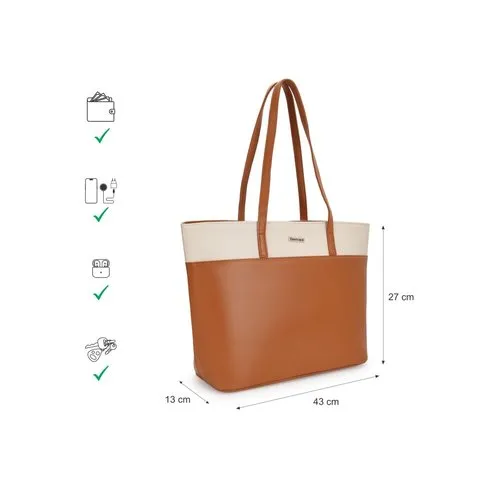 Fastrack Bags Women's Tan Colourblocked Tote Bag image 7