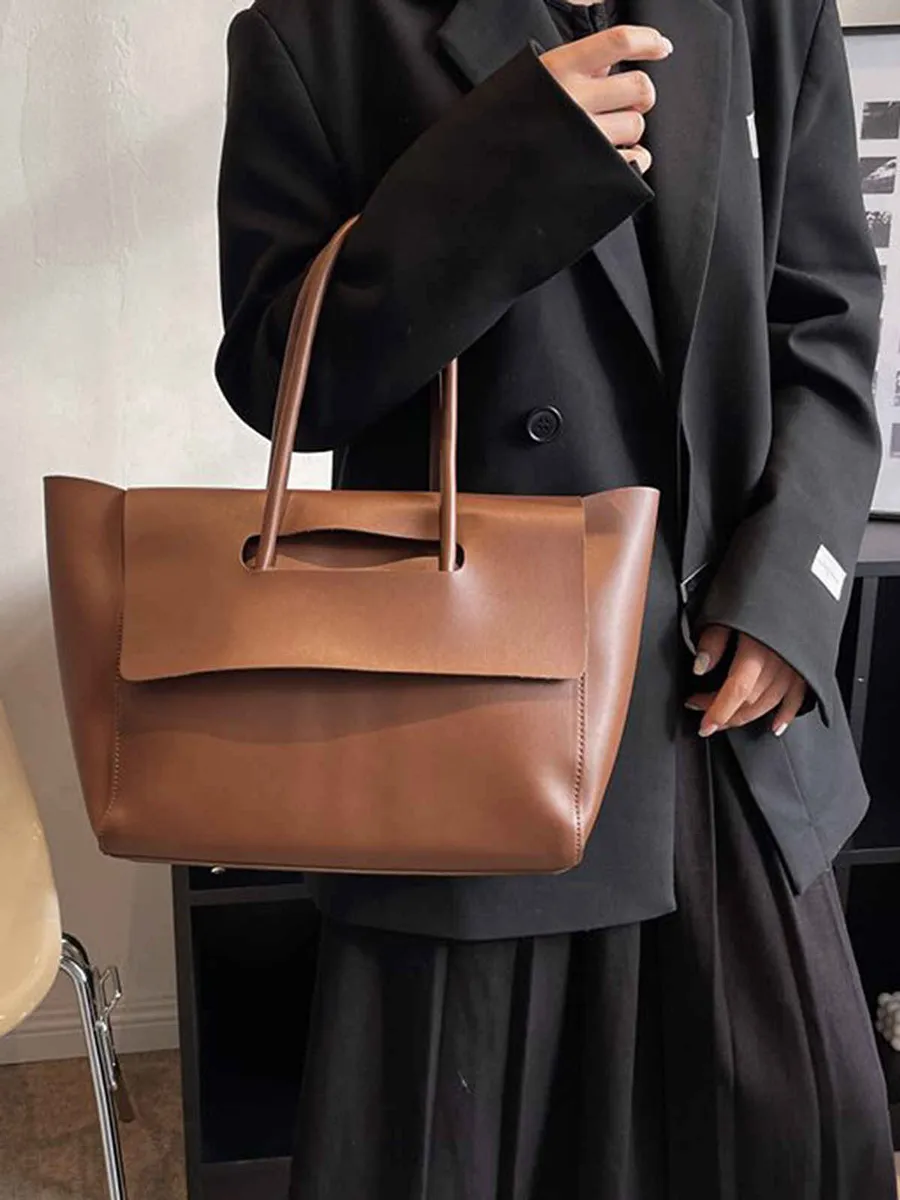 Styli Women's Cut Out Detail Flap Closure Tote Bag  image 2