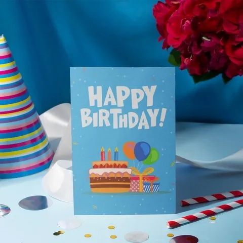Mad Over Print Birthday Balloon Greeting Card