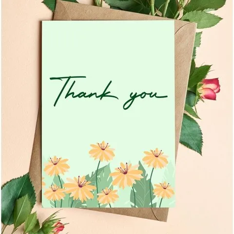 Mad Over Print Floral Thank You Greeting Card