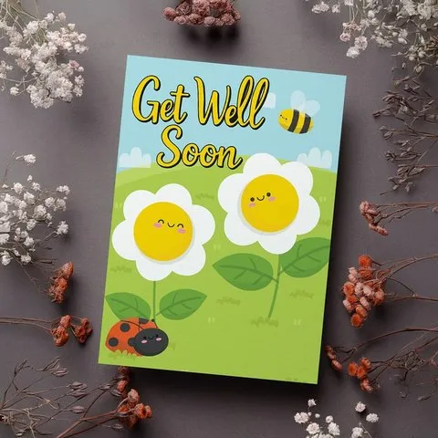 Mad Over Print Get Well Soon Greeting Card