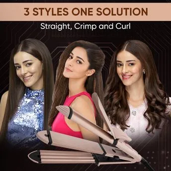 VEGA Mini 3 in 1 Hair Styler- Mini Hair Straightener, Crimper & Curler for Women, (VHSCC-07) (377 g) image 2