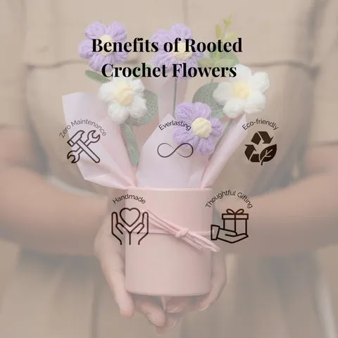 Rooted Lavender Daisy Crochet Flower Bouquet image 2