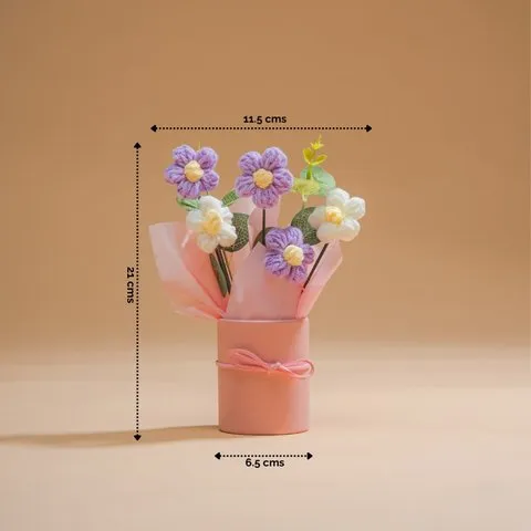 Rooted Lavender Daisy Crochet Flower Bouquet image 8