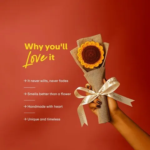 Phlavar - Handmade Sunflower Crochet Flower image 3