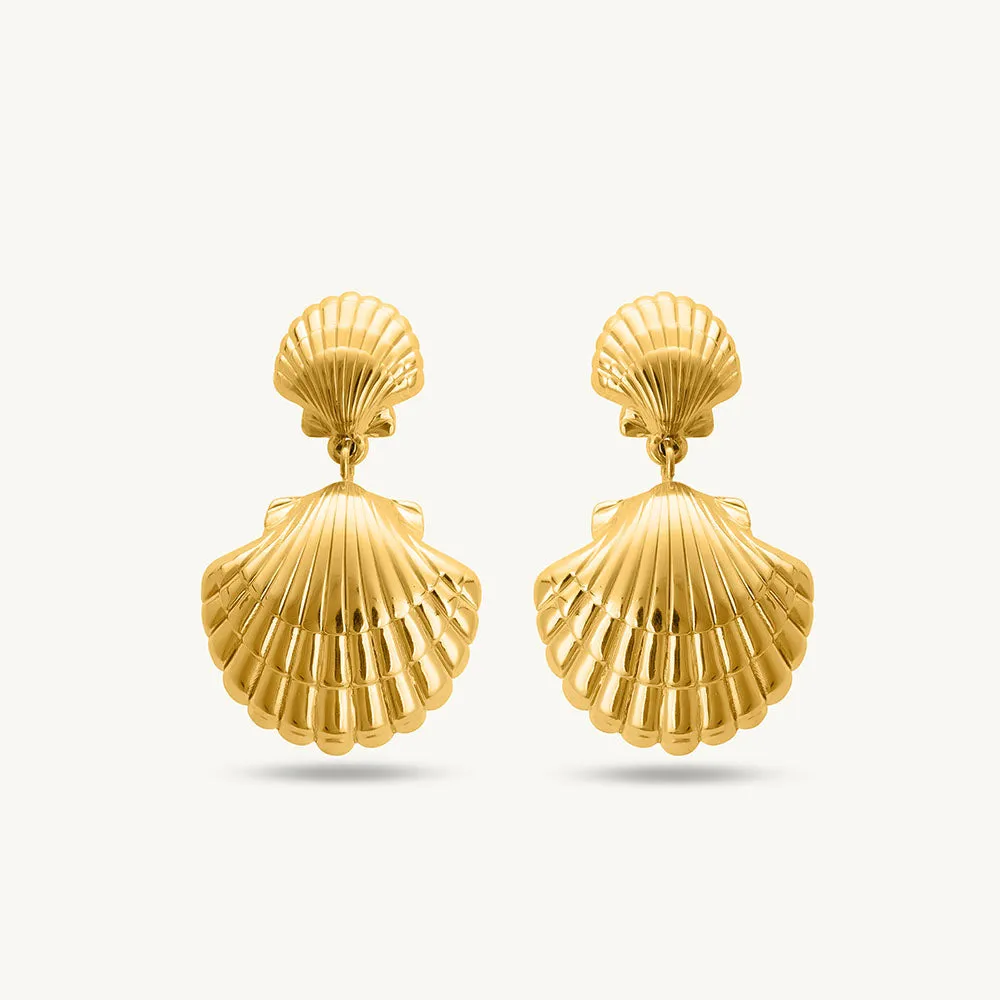 PALMONAS 18k Gold Plated Shell Drop Earrings for Women - Gift for Girls & Women image 1
