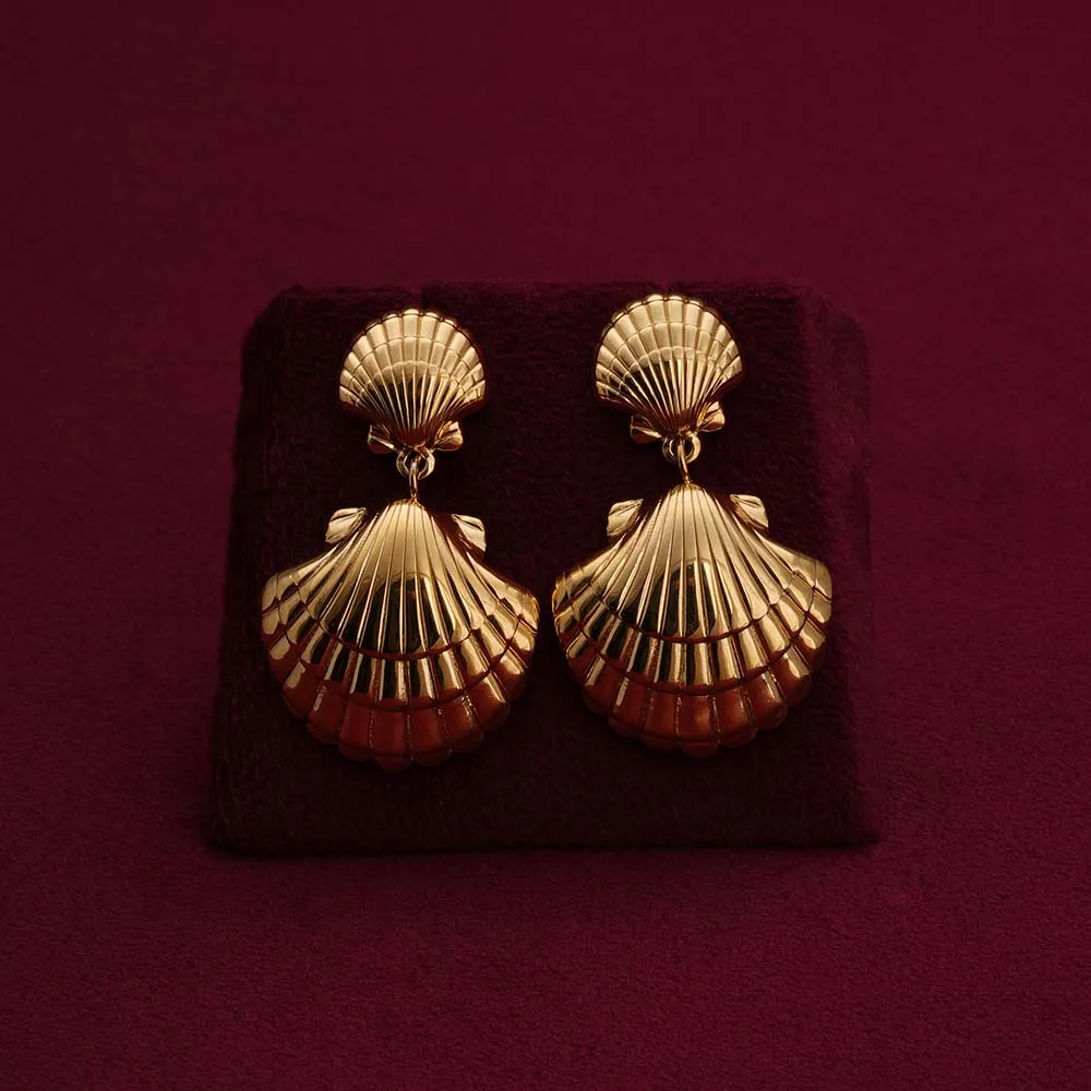 PALMONAS 18k Gold Plated Shell Drop Earrings for Women - Gift for Girls & Women image 2