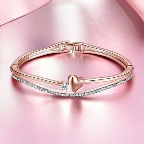 Jewels Galaxy Handcrafted Stone Studded Cuff Bracelet (Rose Gold) image 4