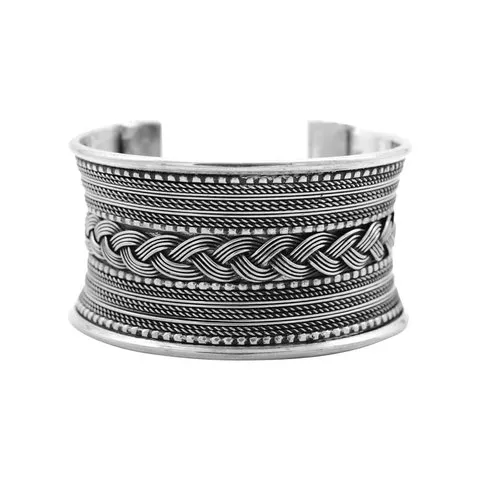 Teejh Braided Oxidized Cuff Bracelet (Silver) image 2