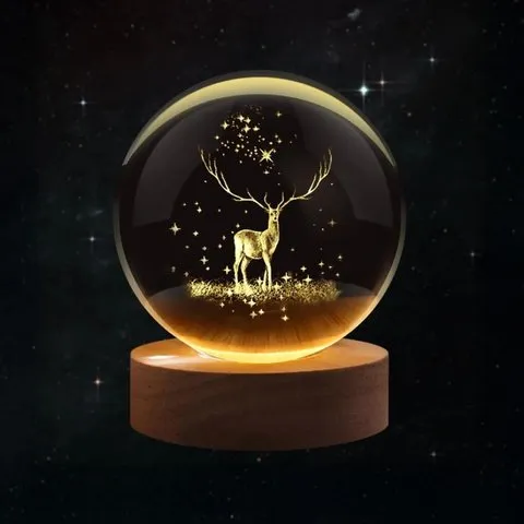 Deer 3D Crystal Ball LED 2 W Decorative Lamp - DesiDiya