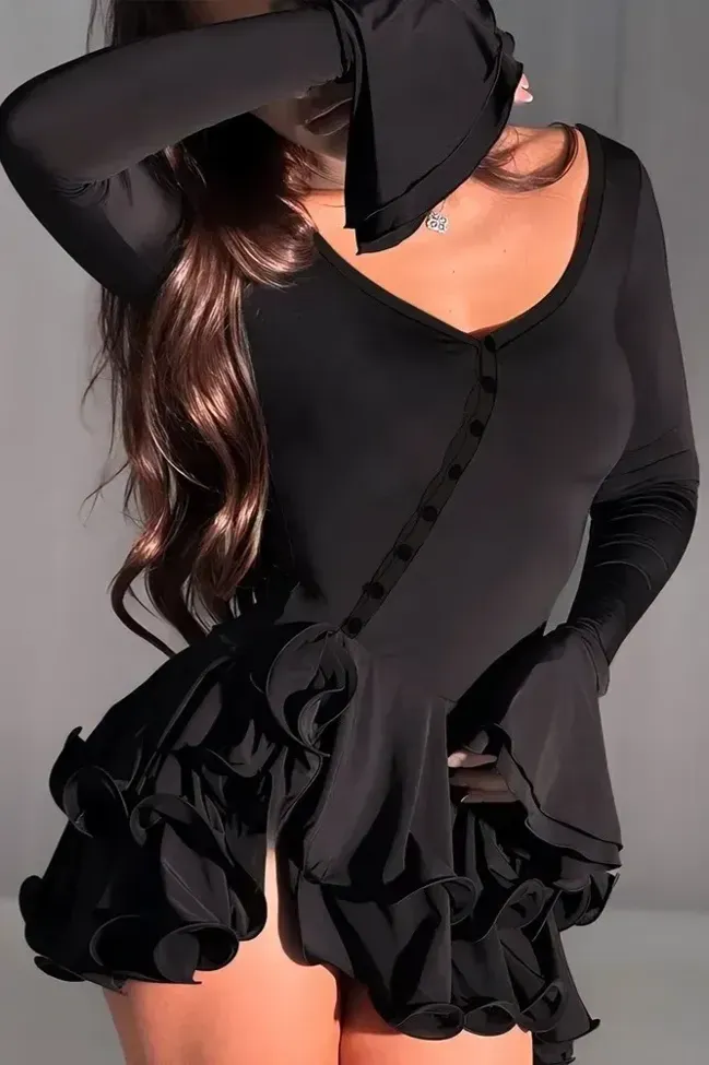Black Tiered Ruffle Mini Dress