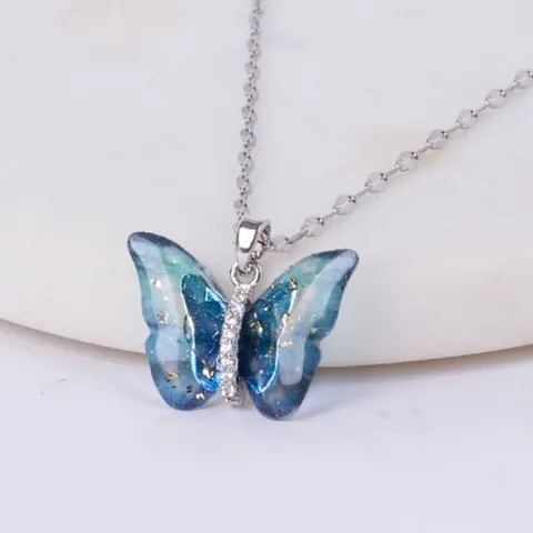 Salty Winged Beauty Pendant with Chain (Blue)
