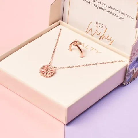 Salty Love Box Necklace & Ring Set (Rose Gold)