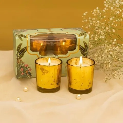 Votive Wax Filled Candle Set (Jasmine, White) by Auradecor