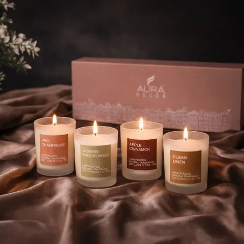 Fragrance Votive Candle Set with Frosted Glass by Auradecor