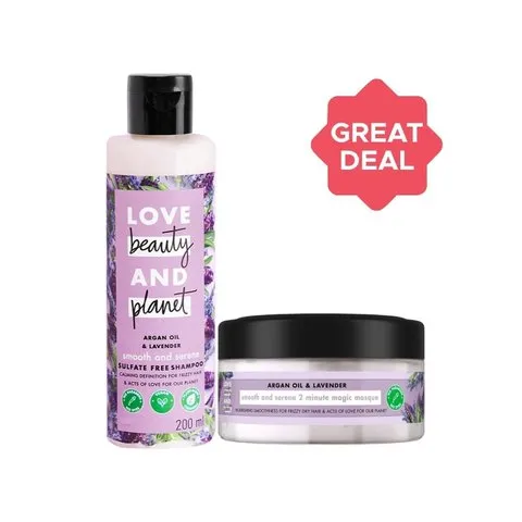 Love Beauty & Planet Argan Oil and Lavender Shampoo + Argan Oil & Lavender Hair Mask Combo