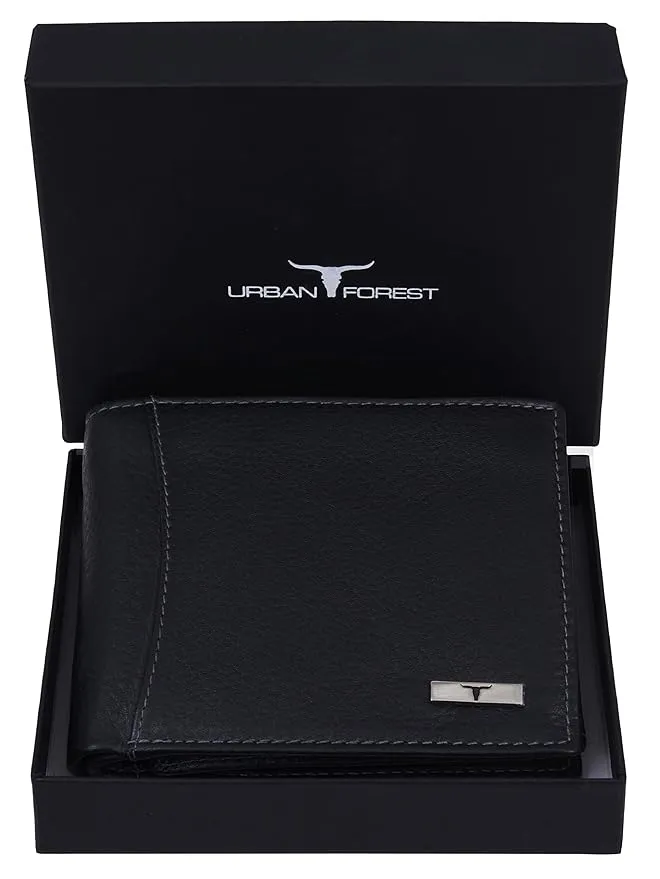 URBAN FOREST Oliver Black Leather Wallet for Men with RFID Protection