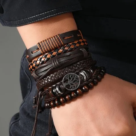 Jewels Galaxy Brown Multistrand Men's Bracelet (Brown)