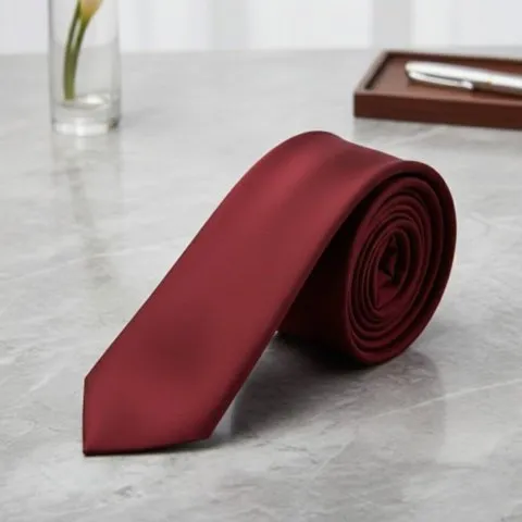 Rare Combee Group Matte Neck Tie (Maroon, Polyester)