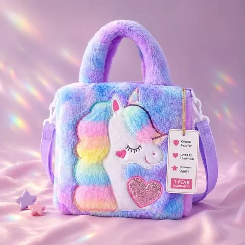 Kidara Unicorn Fur Crossbody Sling Bag (Purple)