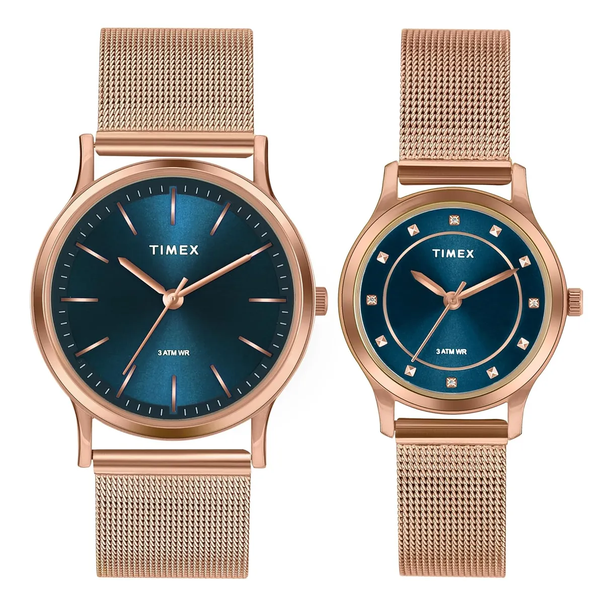 TIMEX Analog Watch for Pair with Round Dial & Water Resistant Couple's Wrist Watches - Teal