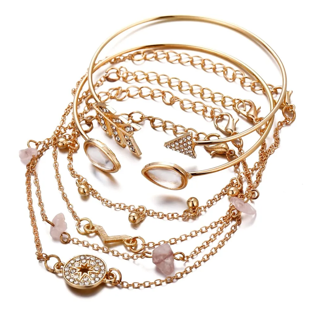 Shining Diva Fashion Latest Stylish Multilayer Gold Plated Bangle Bracelet for Women and Girls