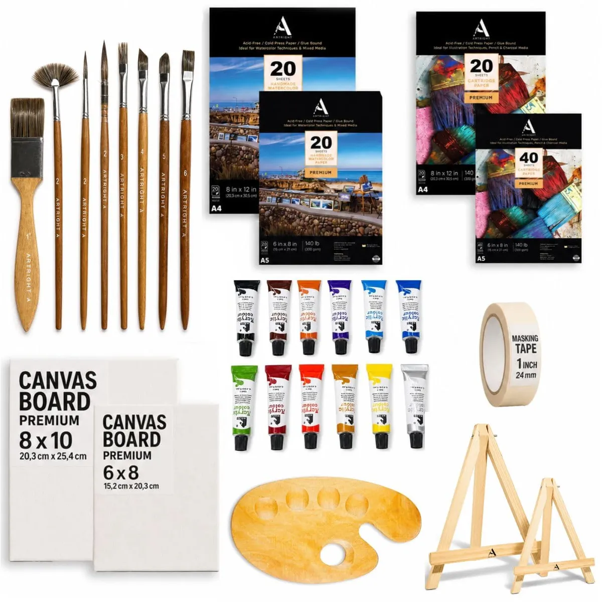 126 Pcs Painting Kit – All-in-One Art Set with Easels, Canvas Boards, Paints, Brushes, Palette, Paper – Complete Artist Supplies for Beginners, Kids & Adults