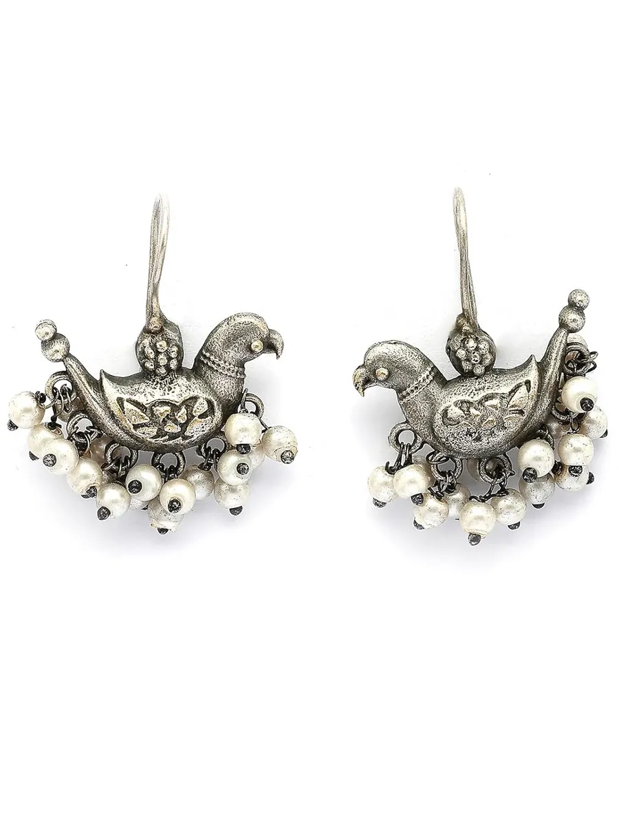 Sukkhi Attractive Trendy Style Oxidised Silver Plated with Beads Motif Dangle Earring Jewellery For Women & Girls|Pair of 1|Gifts for Wife Girlfriend Mother Sister|E107325