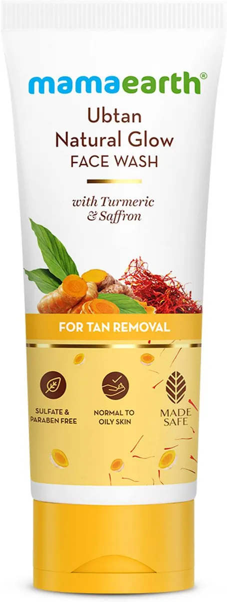 Mamaearth Ubtan Natural Glow with Turmeric & Saffron for Tan Removal Removes Tan Face Wash