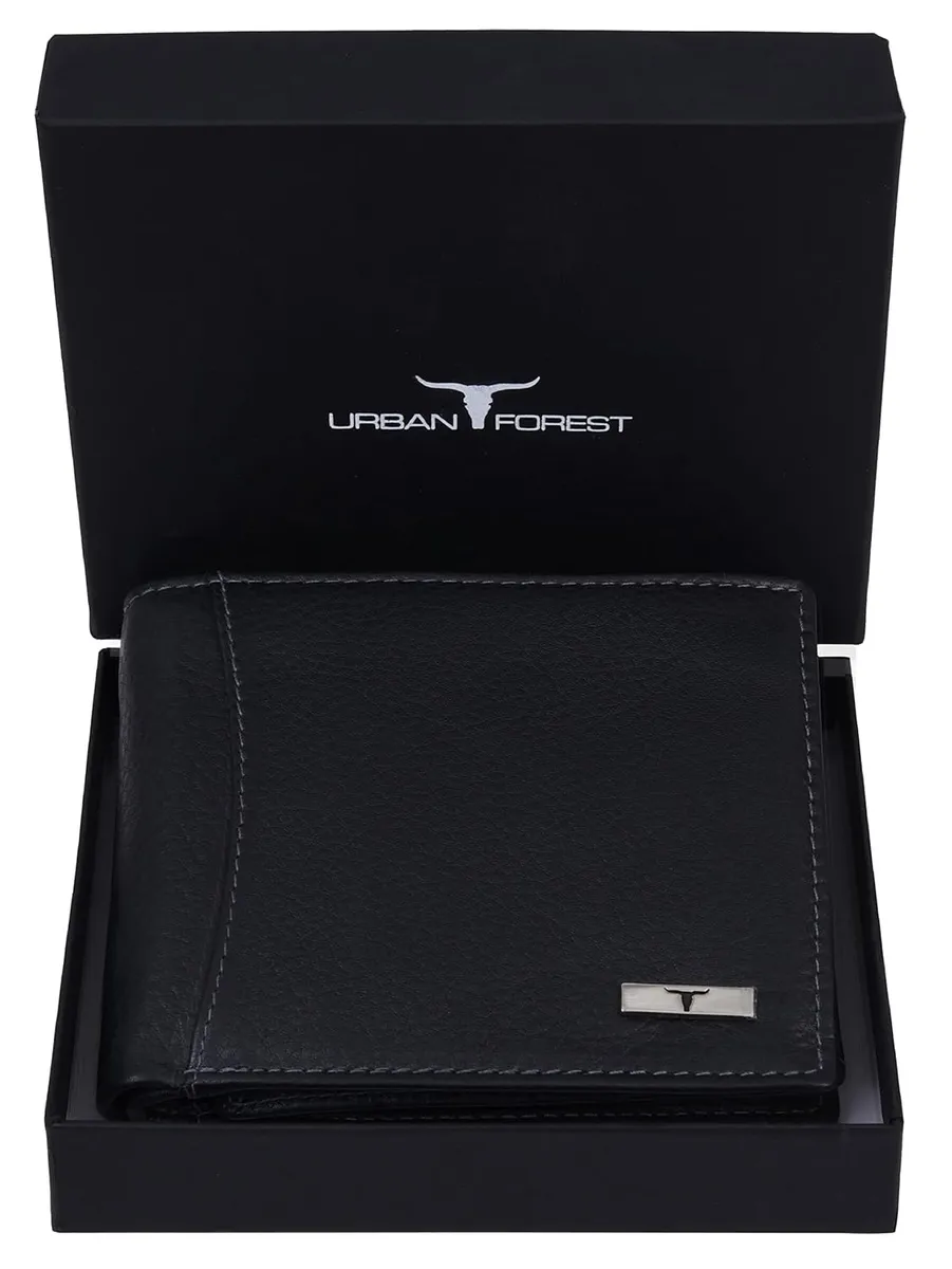 URBAN FOREST Oliver Black Leather Wallet for Men with RFID Protection