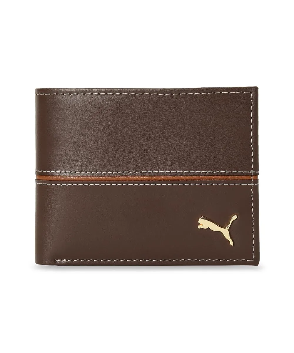 PUMA Unisex-Adult Leather Stripe Wallet, Chocolate (9105502)