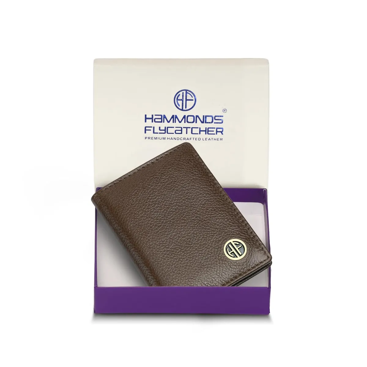 HAMMONDS FLYCATCHER Genuine Leather Card Holder Wallet for Man & Women, RFID Protected ATM/Credit Card Holder Wallet for Men with 6 Slots and 1 Currency Slot, Gift for Men - Brushwood